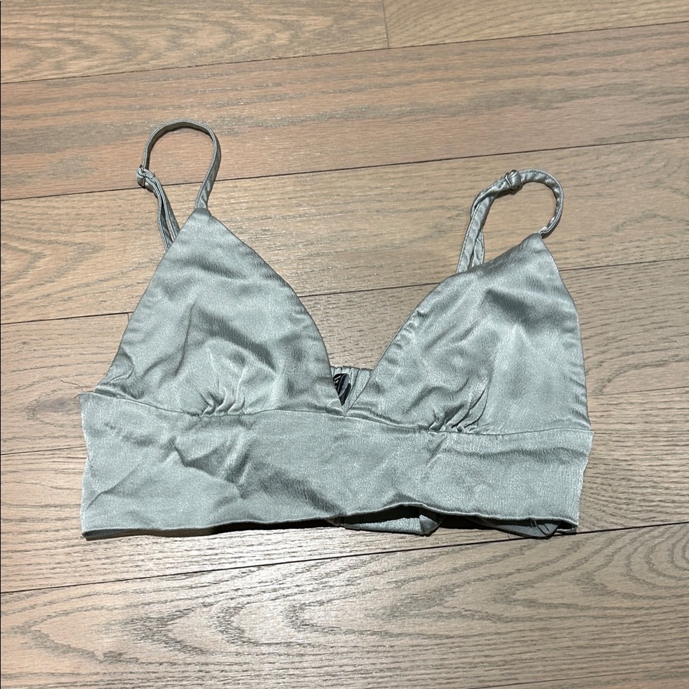 Zara Sage Green Satin Bralette Tank